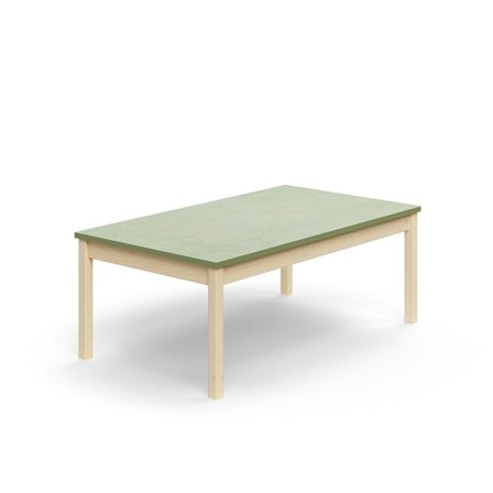 Bord DECIBEL, 1400x800x530 mm, ljuddämpande linoleum, björk/gröngrå