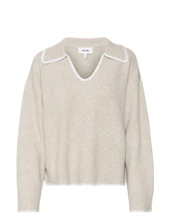 Vmodette Ls V-Neck Stitch Knit Vma Beige Vero Moda