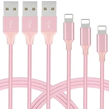 USB-kabel - PROSHOP - 3-pack - 2.4A Snabb - Flätad Nylon - 1M - Kompatibel med iPhone