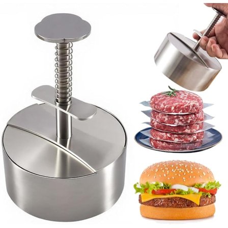 Hamburgerpresse i rustfrit stål 304 – justerbar og holdbar kødpresse, non-stick form til perfekte hamburgere