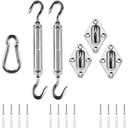 M6 Skygge Seils Feste Kit, Rustfritt Stål Sol Seils Feste Kit for Trekant og Firkant, Rektangel, Sol Seils Feste Tilbehør