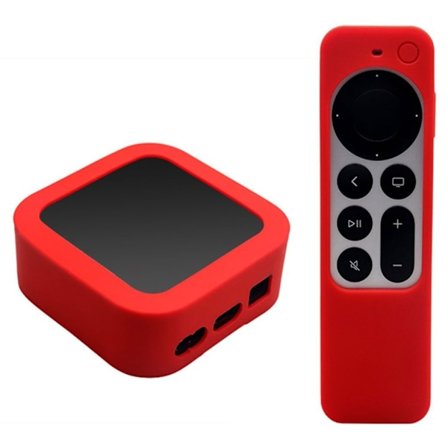 2 stk / sæt Apple TV 4K (2021) set top box + fjernbetjening silikone cover - Rød