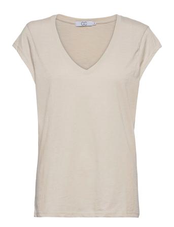 Cc Heart Basic V-Neck T-Shirt T-shirts & Tops Short-sleeved Creme Coster Copenhagen*Betinget Tilbud