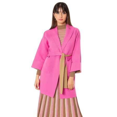 D.Exterior Belted Coats Pink, Dame Uldfrakker