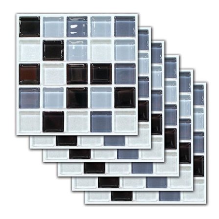 6 stk Mosaikkflis Klistremerker Selvklebende Bad Kjøkken Dekor