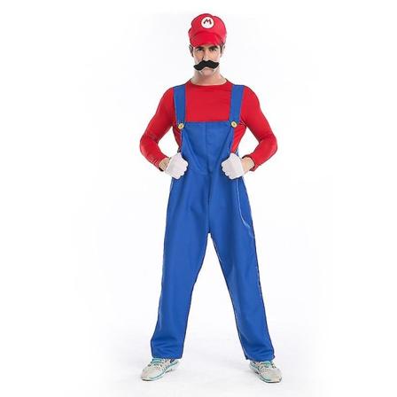 Super Mario och Luigi Bros Maskeraddräkt Halloween Kostym Rörmokare Overall