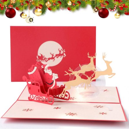 3D tredimensionellt julkort, julgran renkort, pop-up C