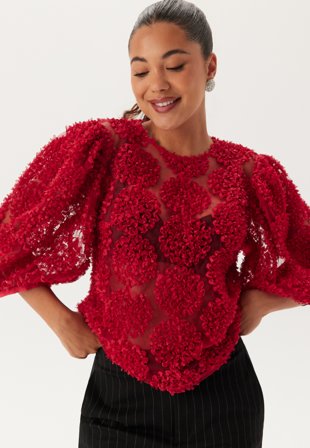 BUBBLEROOM 3D Flower Puff Sleeve Blouse Klær