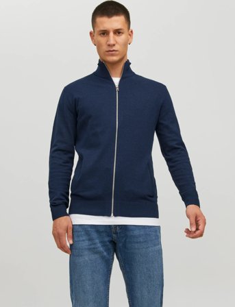 Jack & Jones Jjeemil Knit Turtle Zip Cardigan Noos - Navy - XL