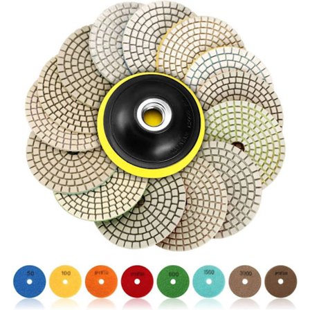 Diamantpoleringspuder, SPTA 15 stk. 4 tommer (100 mm diamantpoleringspuder, betonpoleringspuder, granitmarmorpolering med puder, 50#-600