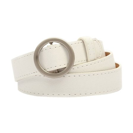 Icke-poröst läderbälte Runt spänne Midjeband VIT