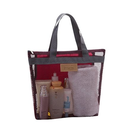 Strand Mesh Förvaringsväska, Bärbar Rese Badväska, Mesh Duschväska, Utomhus Kläder Handduk Förvaringsväska 30 x 28 cm, Snabbtorkande & Lätt Att 