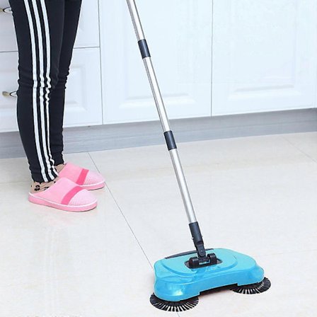 Käsikäyttöinen lakaisukone, kuiva- ja märkäpyyhintä yhdessä, kodin lakaisu- ja moppauskone, lattialakaisukone 2 kulmaharjalla