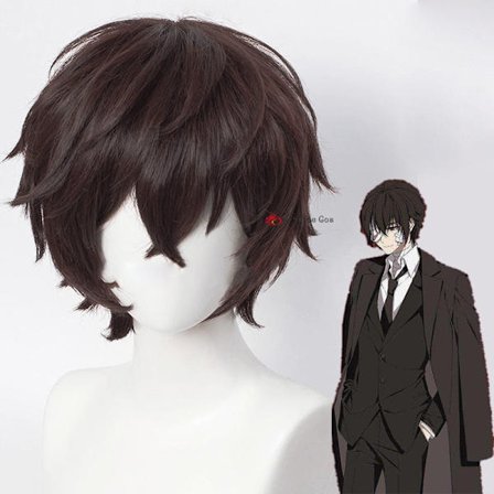Dazai Osamu Paryk Anime Bungo Stray Dogs Cosplay Kort Brun Sort Varmebestandig Syntetisk Hår Halloween Fest Parykker + Paryknet_yux One Size