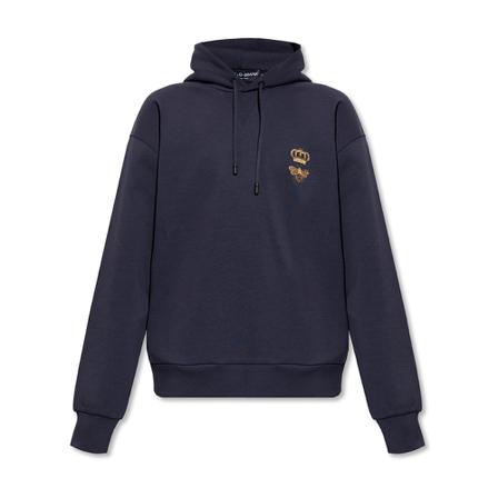 Dolce & Gabbana, Embroidered hoodie Blauw, Heren, Maat:S