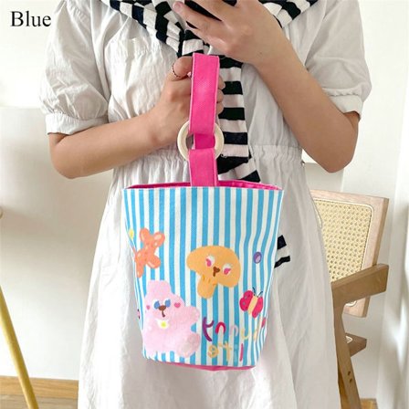 Lerret Håndveske Liten Bøtteveske BLÅ