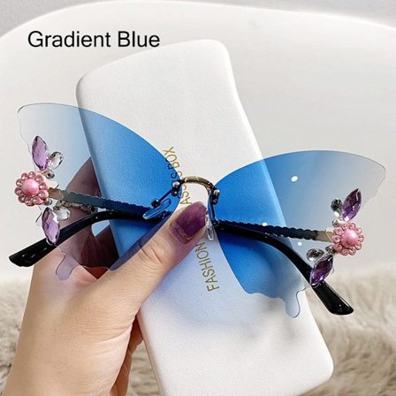 Crystal Butterfly Solbriller Innfatningssolbriller GRADIENT BLUE