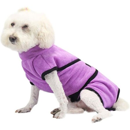 Mikrofiber Hundhandduk Snabbtorkande Superabsorberande Mjuk Badrock för Hund och Katt Lila (XL),