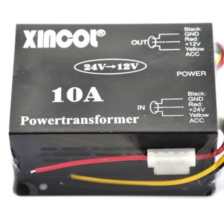 DC/DC spændingsreducer 24V til 12V 10A transformer spændingsomformer 24V KLB