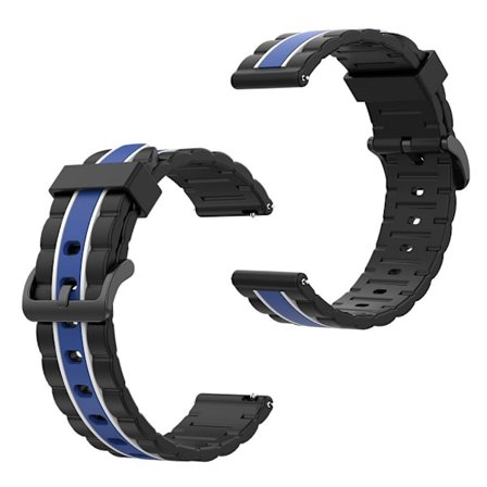 20mm Universal wave square silicone watch strap - Black / White / Blue