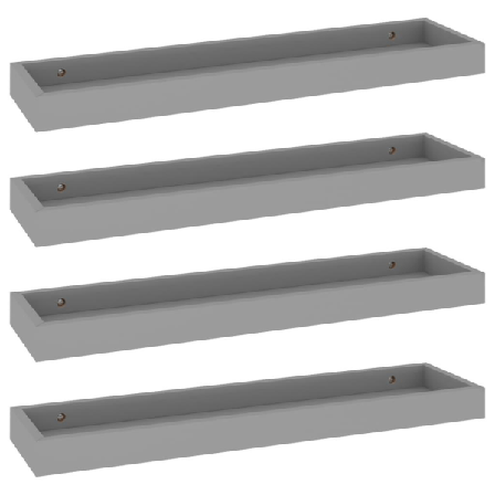 Vidaxl Vägghyllor Med Kant 4 St Grå 60x15x4 Cm Mdf Grå