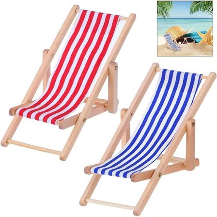 Miniatyr Strand Dukkehus, Miniatyr Tre Strandstol 2-pakning