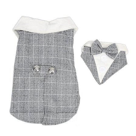 Bryllupsdress til kjæledyr, stilig og elegant, formell smokingdress til hund for bryllup, Halloween, bursdagsfest, rutete grå L