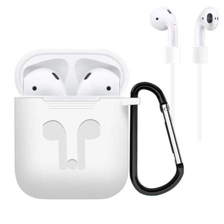 Skyddsfodral I Silikon Med Hörlursband Och Hänge Till Apple Airp Vit