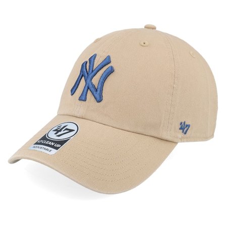 47 Brand - Beis unconstructed Gorra - New York Yankees Clean Up Khaki Dad Cap @ Hatstore