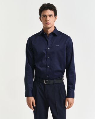 GANT - Regular fit satengskjorte til herre evening blue