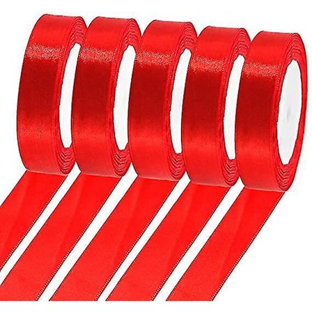 5 ruller Ribbons Innpakning Jul Satin Silke DIY Håndverk Dekor Gave