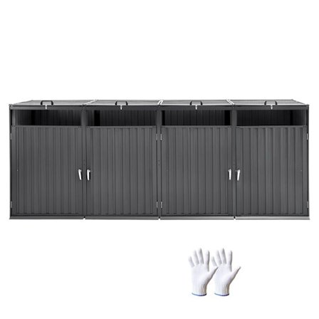 Opbevaringsskraldespand - DUOKU - ZY-4X240L-0.23 - 4 Rum - Galvaniseret Stål - 240 L