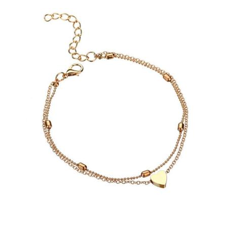 Boho lagdelt fotlenke (gull) hjerteanheng fotlenker Kjede Sand B, ZQKLA