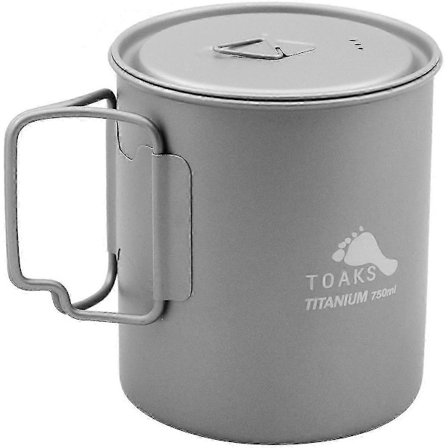 QD-TOAKS Ultralätt Titanium Camping Kastrull med Vikbara Handtag och Lock - 750ml