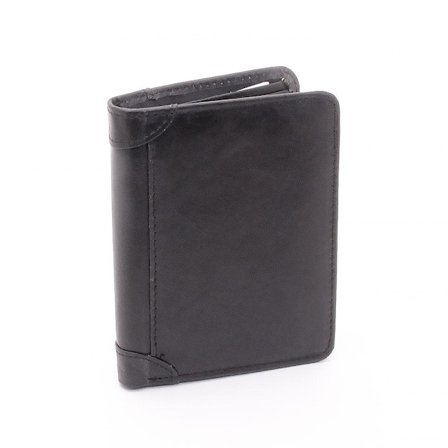 Lompakko Raw Trifold Vertical Leather - Musta