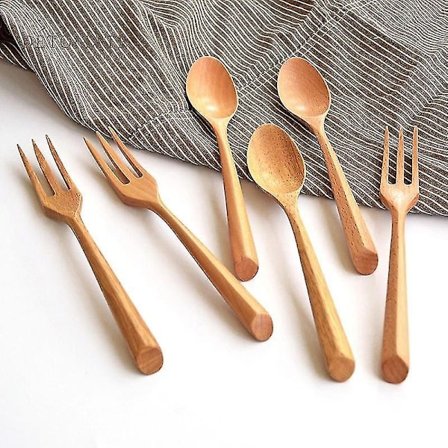 Bestikksett Bøk Speil Bestikk - 3-delt Elegant Retro Tretre