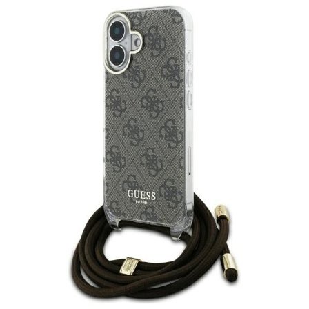 Guess Crossbody Cord 4G Print Case med snor til iPhone 16 - Brun
