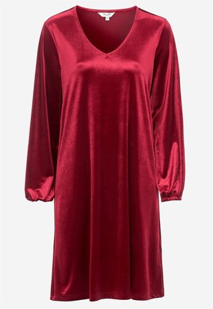 Cellbes of Sweden - V-udskåret fløjlskjole i mørkerød til damer i størrelse 50/52