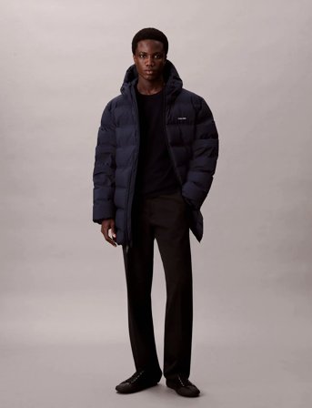 Calvin Klein Ls Bonded Chnnld Long Hooded Puf - Navy - XS