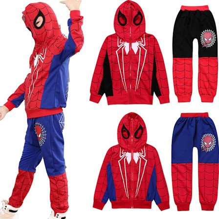Barn Spiderman Kostym Träningsset Full Zip Hoodie Jacka Byxor Outfit