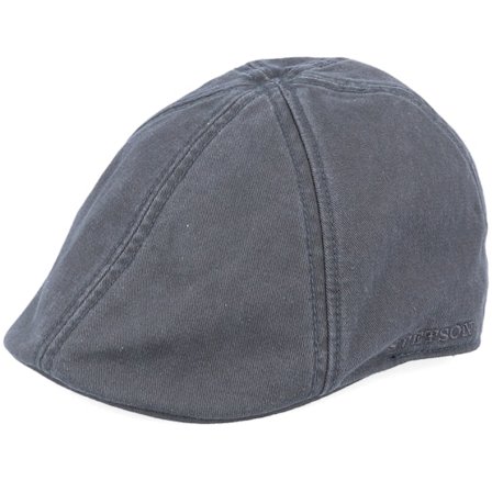 Stetson - Noir flatcap Casquette - Texas Cotton Vintage Black Flat Cap @ Hatstore