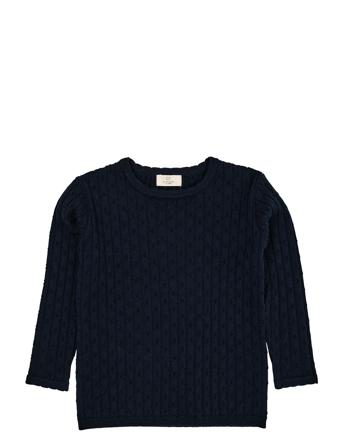 Merino Classic Pointelle Blouse Tops Knitwear Pullovers Navy Copenhagen Colors