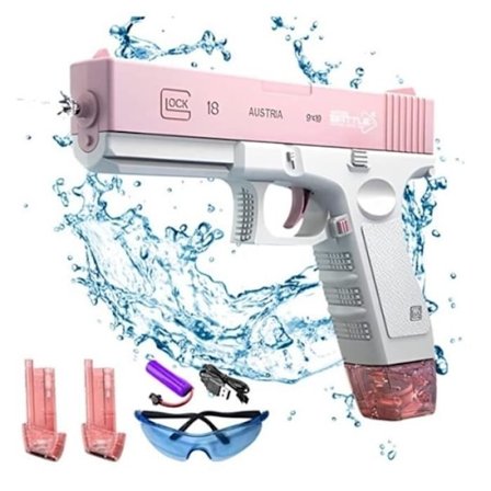 (Rosa) Elektrisk vattenpistol - Rosa - Leksak för barn - Räckvidd 7 till 9 meter - Batteritid 50 minuter