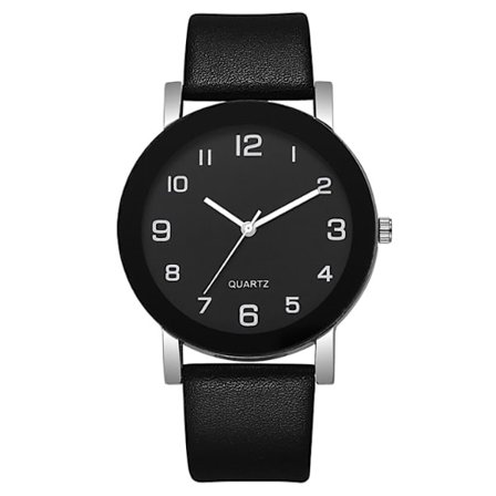 Ny Klassisk digital svart urtavla klocka PU quartz klocka enkel avslappnad herr- och damklocka svart Herr svart