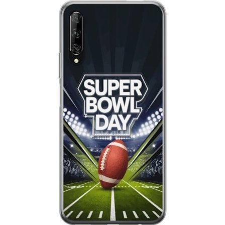 Kompatibel Mobilcover til Huawei P smart Pro 2019 Super Bowl Day plakat med amerikansk fodbold på oplyst arena i dramatisk sportsdesign