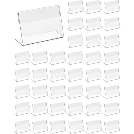 40 stk. Transparent Akryl Etikett Holder, Navnekort Holder Pris Etikett Holder kompatibel Kontor Skole Supermarked (6 x 4 cm)