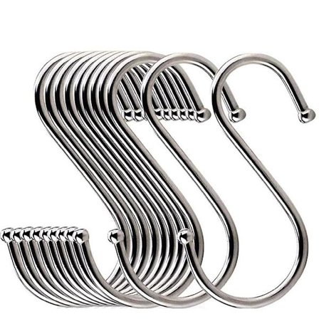 10 stk. S-krog i rustfrit stål, ophængsstang, slagter, kød, tørrestativ, hængende gryde, pande til køkken, badeværelse, soveværelse, kontor (5 tommer)