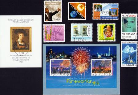 Østrig - 10 forskellige frimærker - Stemplet