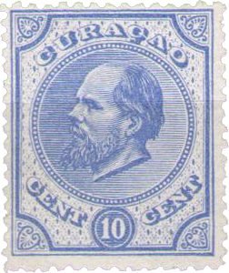 Curacao - 10 ct ultramarijn Willem III (nr. 4, ongebruikt)