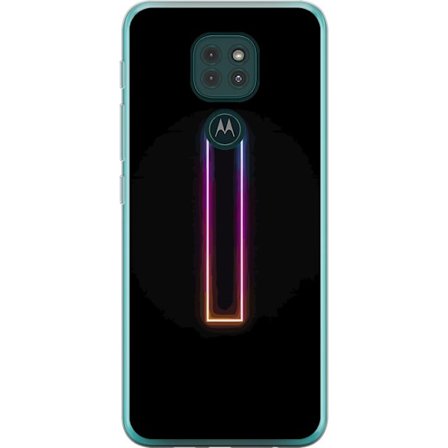 Kompatibel Mobilcover til Motorola Motorola Moto G9 Play Minimalistisk neonbogstav I i regnbuefarver mod mørk baggrund